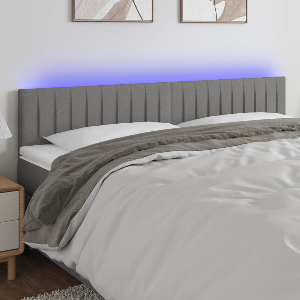 Tête de lit à LED Gris foncé 200x5x78/88 cm Tissu Têtes et pieds de lit vidaXL   