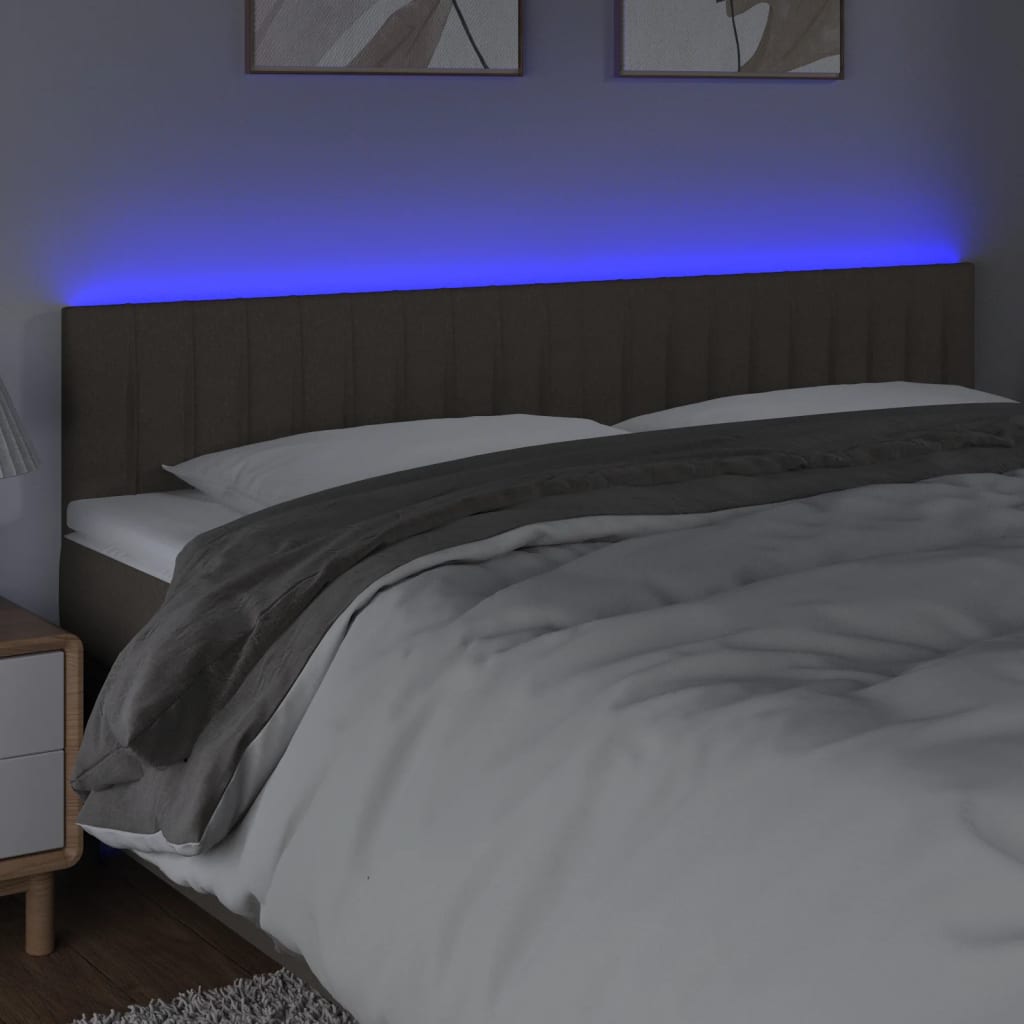 Tête de lit à LED Taupe 200x5x78/88 cm Tissu Têtes et pieds de lit vidaXL   