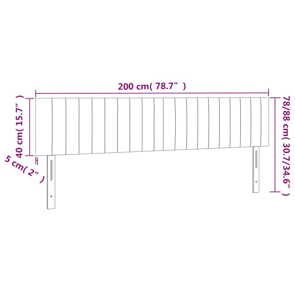 Tête de lit à LED Taupe 200x5x78/88 cm Tissu Têtes et pieds de lit vidaXL   