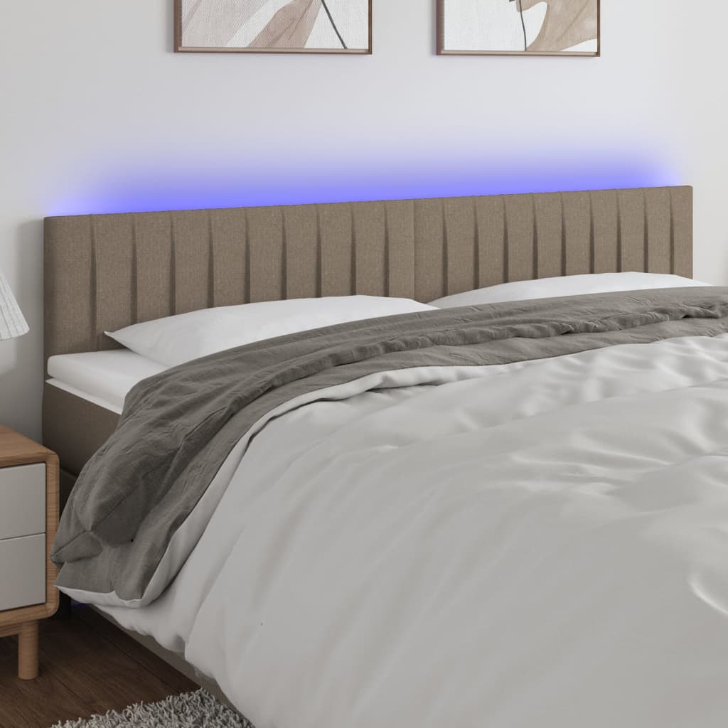 Tête de lit à LED Taupe 200x5x78/88 cm Tissu Têtes et pieds de lit vidaXL   