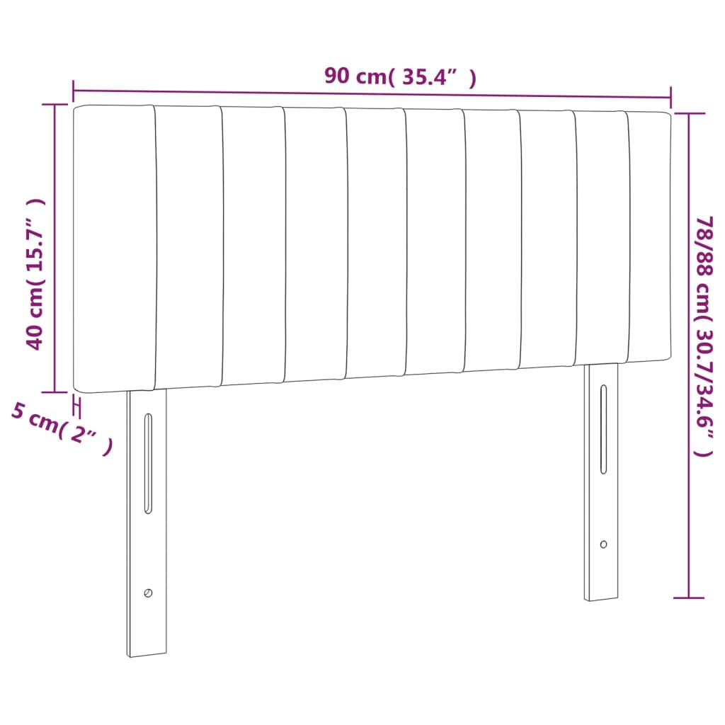 Tête de lit à LED Noir 90x5x78/88 cm Velours Têtes et pieds de lit vidaXL   