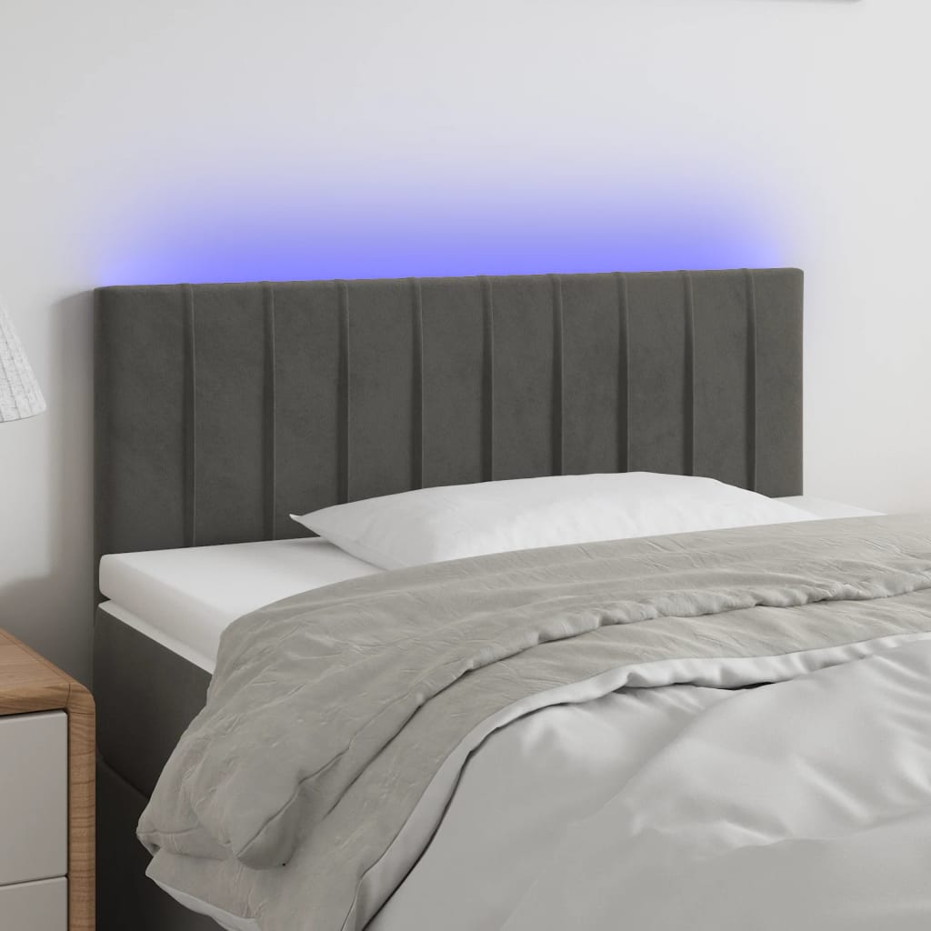 Tête de lit à LED Gris foncé 100x5x78/88 cm Velours Têtes et pieds de lit vidaXL   