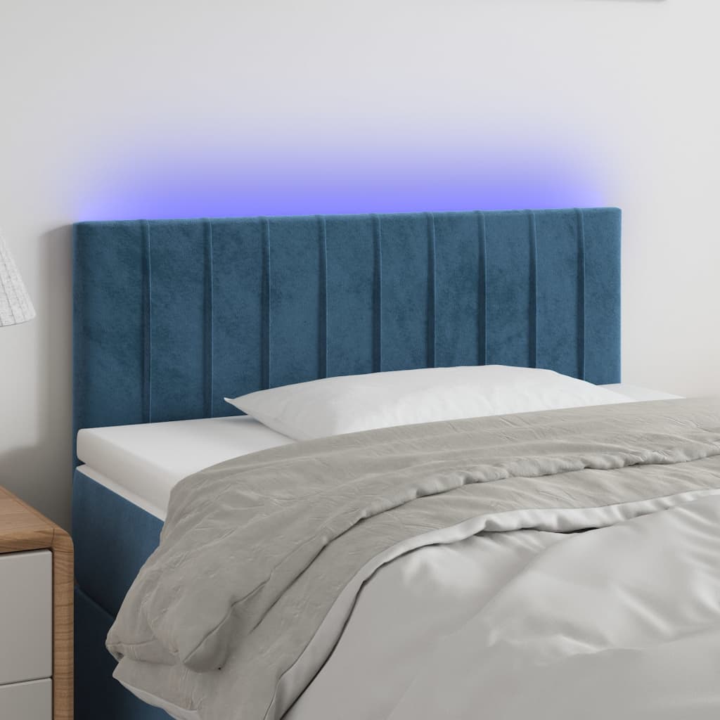 Tête de lit à LED Bleu foncé 100x5x78/88 cm Velours Têtes et pieds de lit vidaXL   