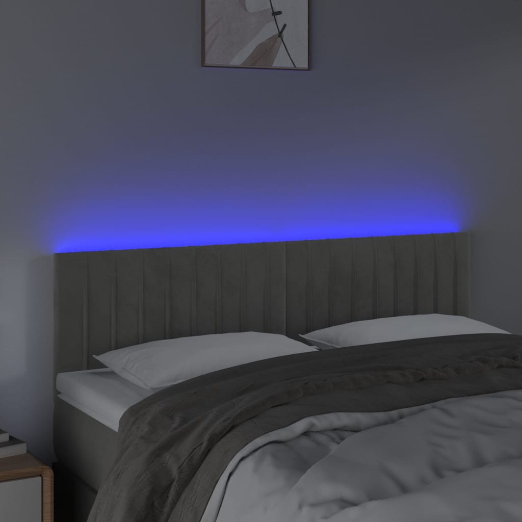 Tête de lit à LED Gris clair 144x5x78/88 cm Velours Têtes et pieds de lit vidaXL   