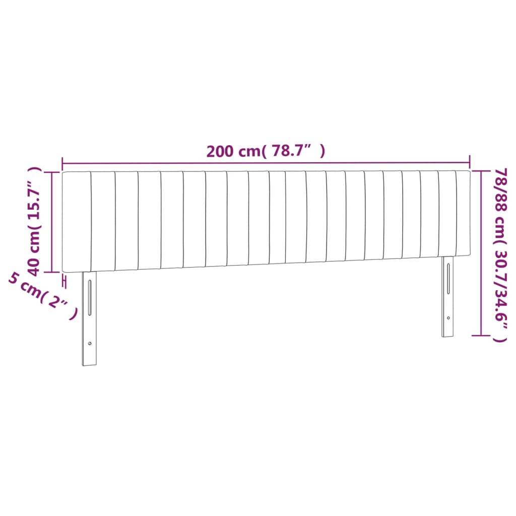 Tête de lit à LED Gris foncé 200x5x78/88 cm Velours Têtes et pieds de lit vidaXL   