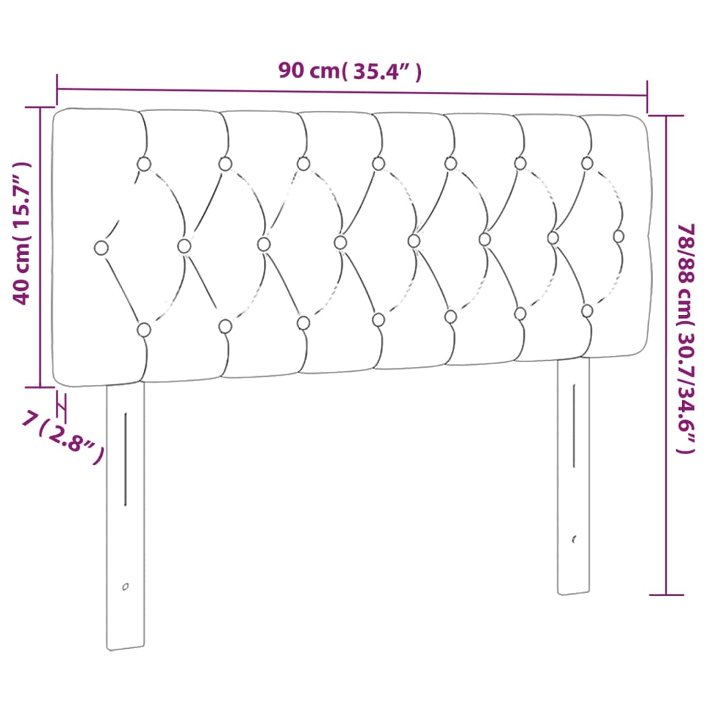 Tête de lit à LED Gris foncé 90x7x78/88 cm Tissu Têtes et pieds de lit vidaXL   