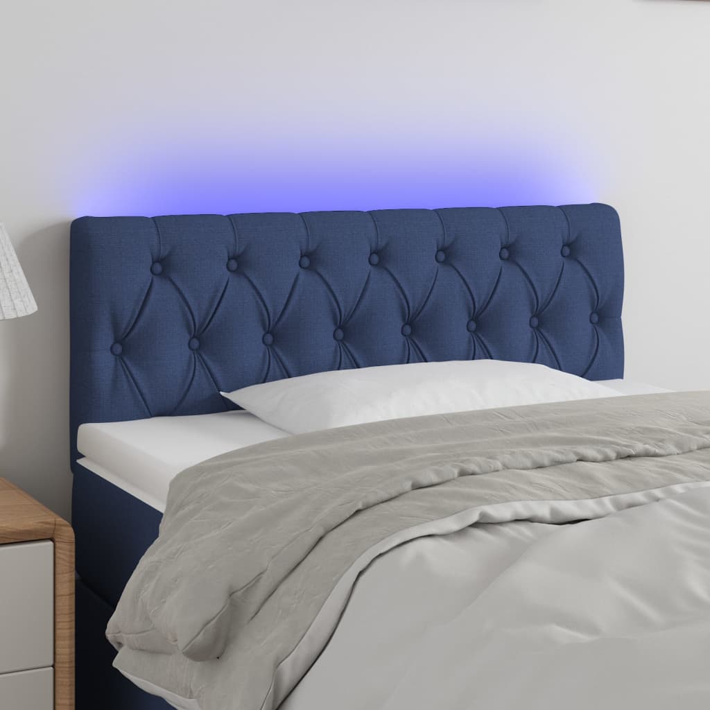 Tête de lit à LED Bleu 90x7x78/88 cm Tissu Têtes et pieds de lit vidaXL   