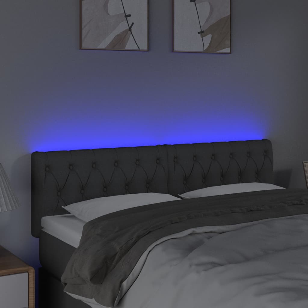 Tête de lit à LED Gris foncé 144x7x78/88 cm Tissu Têtes et pieds de lit vidaXL   