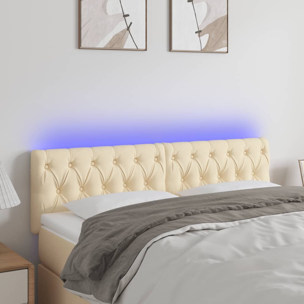 Tête de lit à LED Crème 144x7x78/88 cm Tissu Têtes et pieds de lit vidaXL   