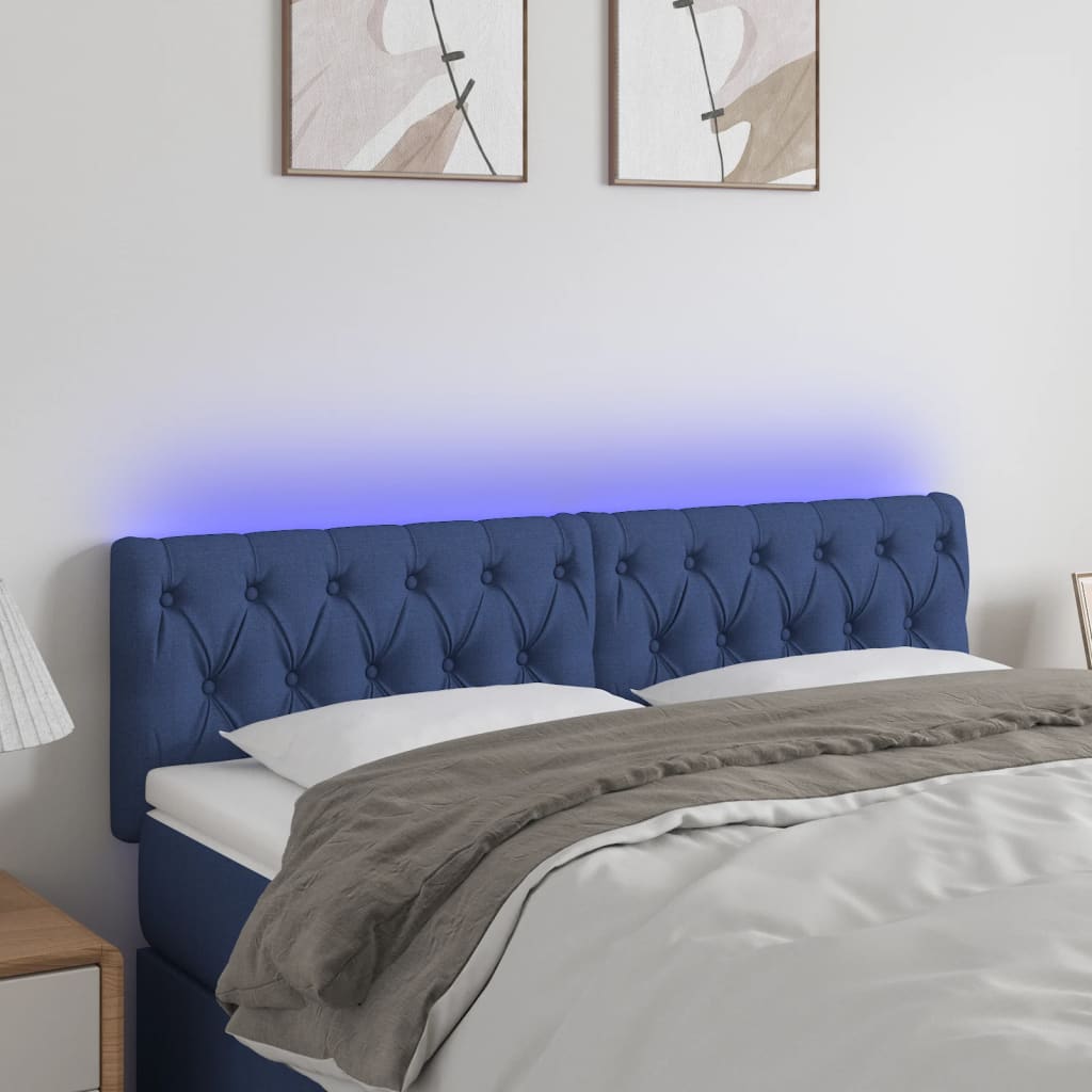 Tête de lit à LED Bleu 144x7x78/88 cm Tissu Têtes et pieds de lit vidaXL   