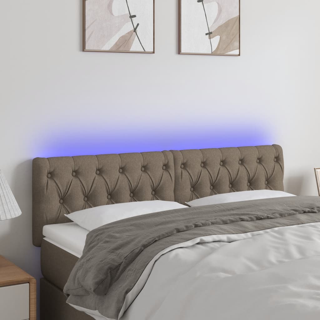 Tête de lit à LED Taupe 160x7x78/88 cm Tissu Têtes et pieds de lit vidaXL   