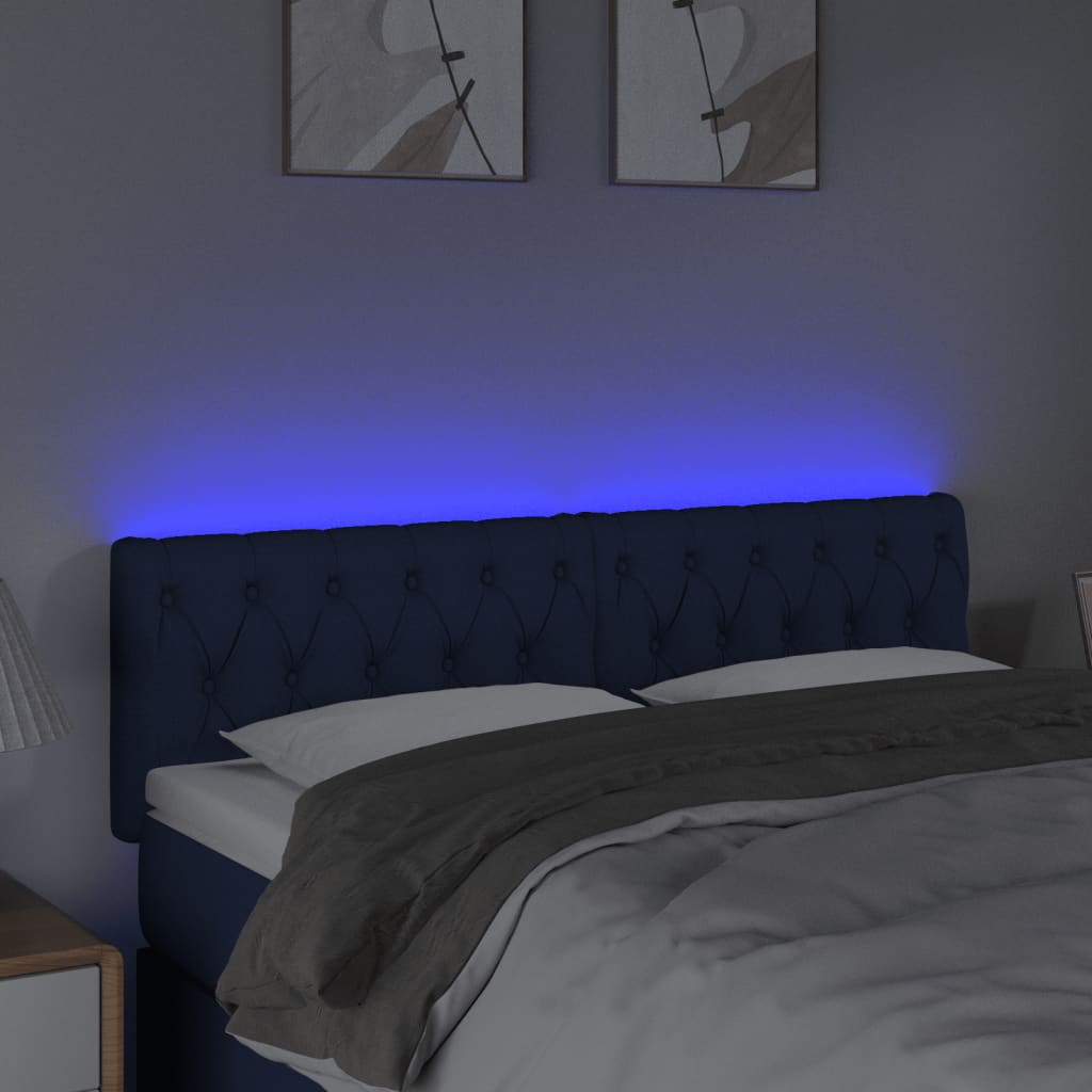 Tête de lit à LED Bleu 160x7x78/88 cm Tissu Têtes et pieds de lit vidaXL   