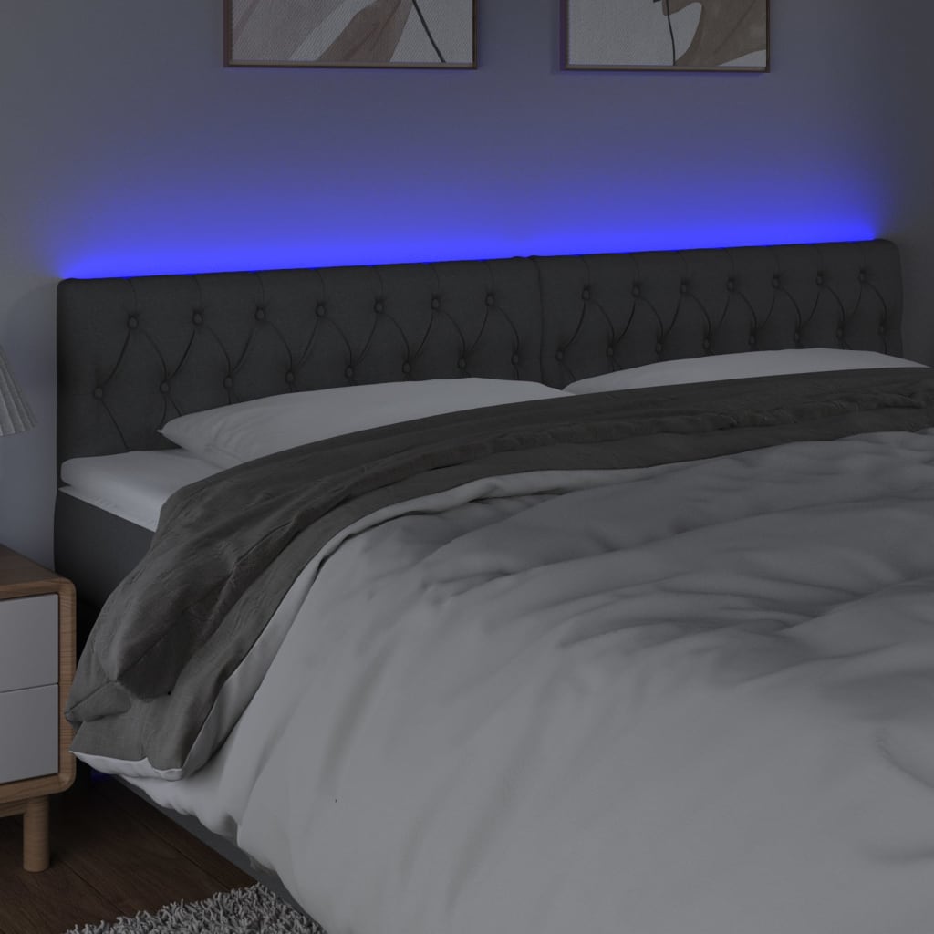 Tête de lit à LED Gris foncé 180x7x78/88 cm Tissu Têtes et pieds de lit vidaXL   