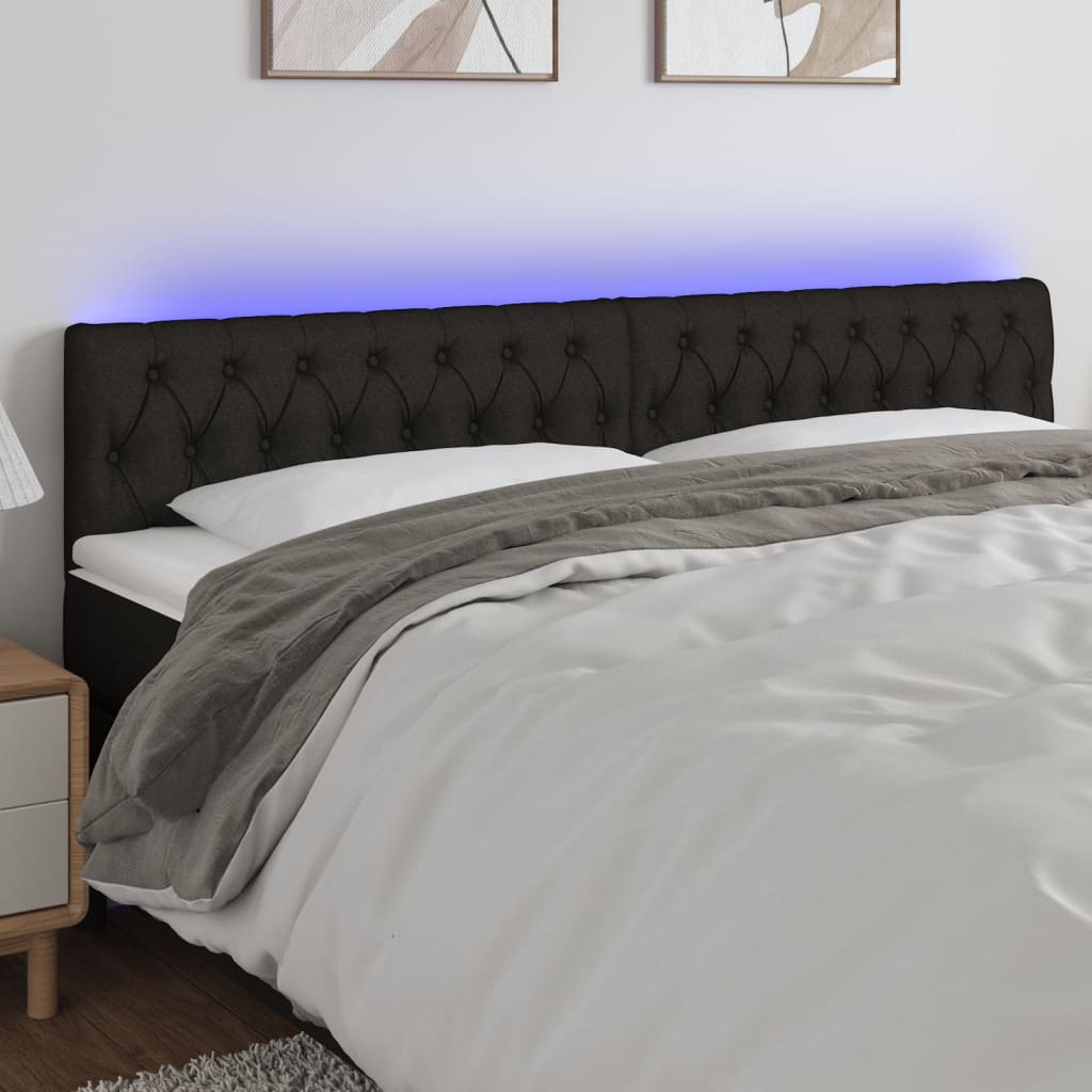 Tête de lit à LED Noir 180x7x78/88 cm Tissu Têtes et pieds de lit vidaXL   