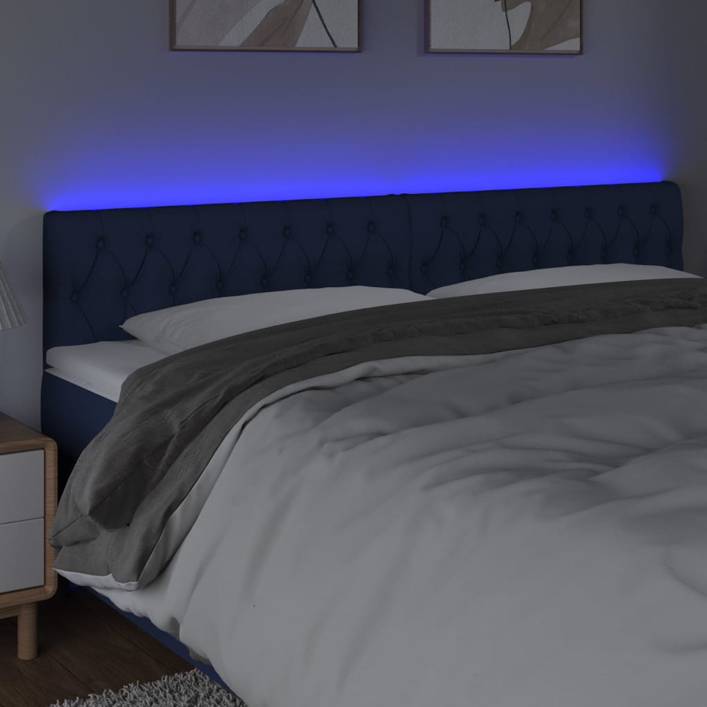 Tête de lit à LED Bleu 180x7x78/88 cm Tissu Têtes et pieds de lit vidaXL   