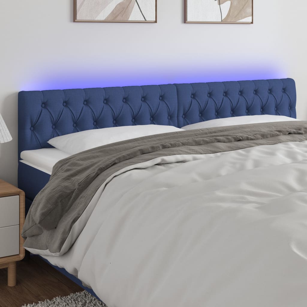 Tête de lit à LED Bleu 180x7x78/88 cm Tissu Têtes et pieds de lit vidaXL   