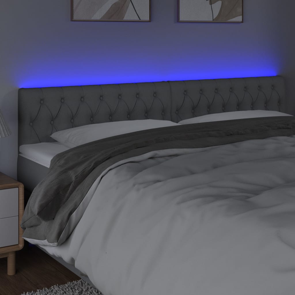 Tête de lit à LED Gris clair 200x7x78/88 cm Tissu Têtes et pieds de lit vidaXL   