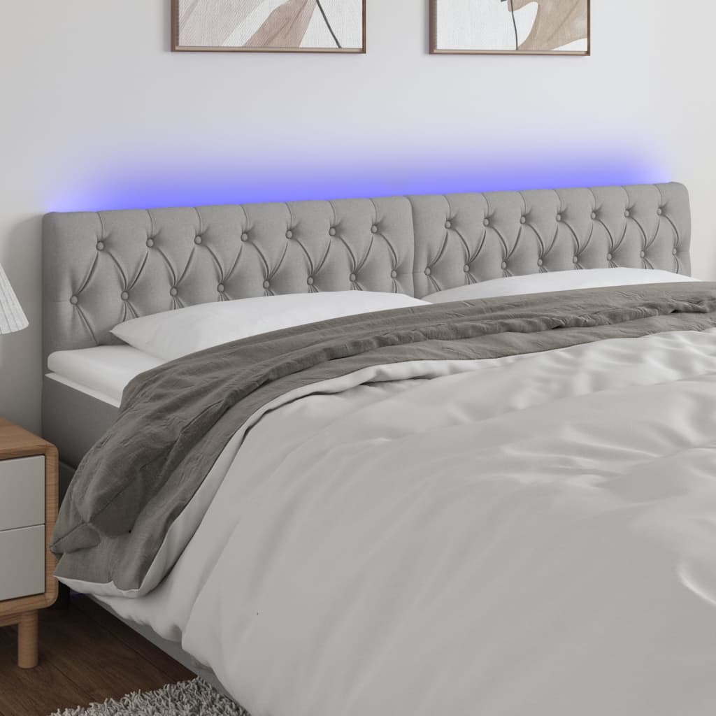 Tête de lit à LED Gris clair 200x7x78/88 cm Tissu Têtes et pieds de lit vidaXL   