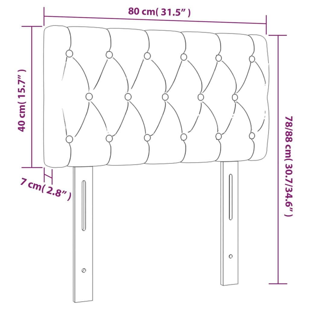 Tête de lit à LED Noir 80x7x78/88 cm Velours Têtes et pieds de lit vidaXL   