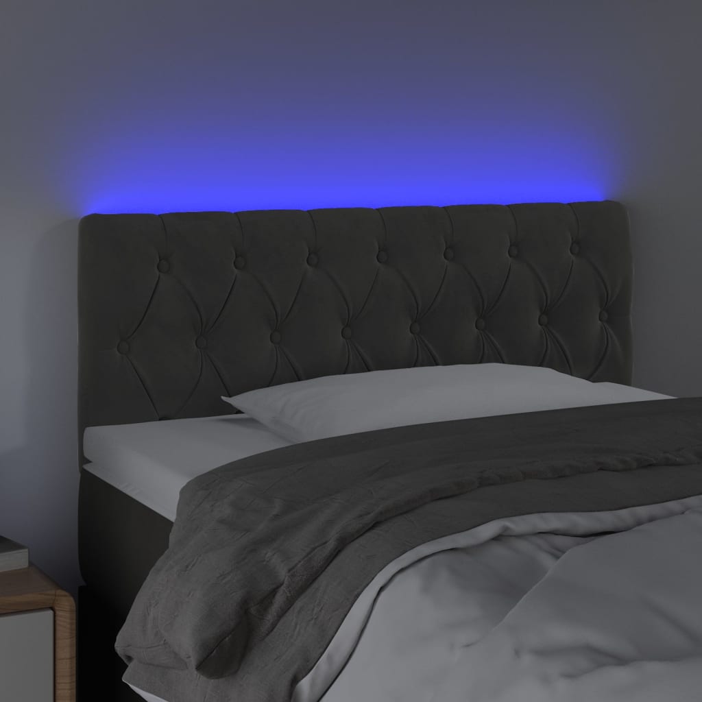 Tête de lit à LED Gris foncé 100x7x78/88 cm Velours Têtes et pieds de lit vidaXL   