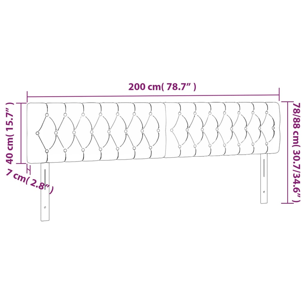 Tête de lit à LED Gris clair 200x7x78/88 cm Velours Têtes et pieds de lit vidaXL   