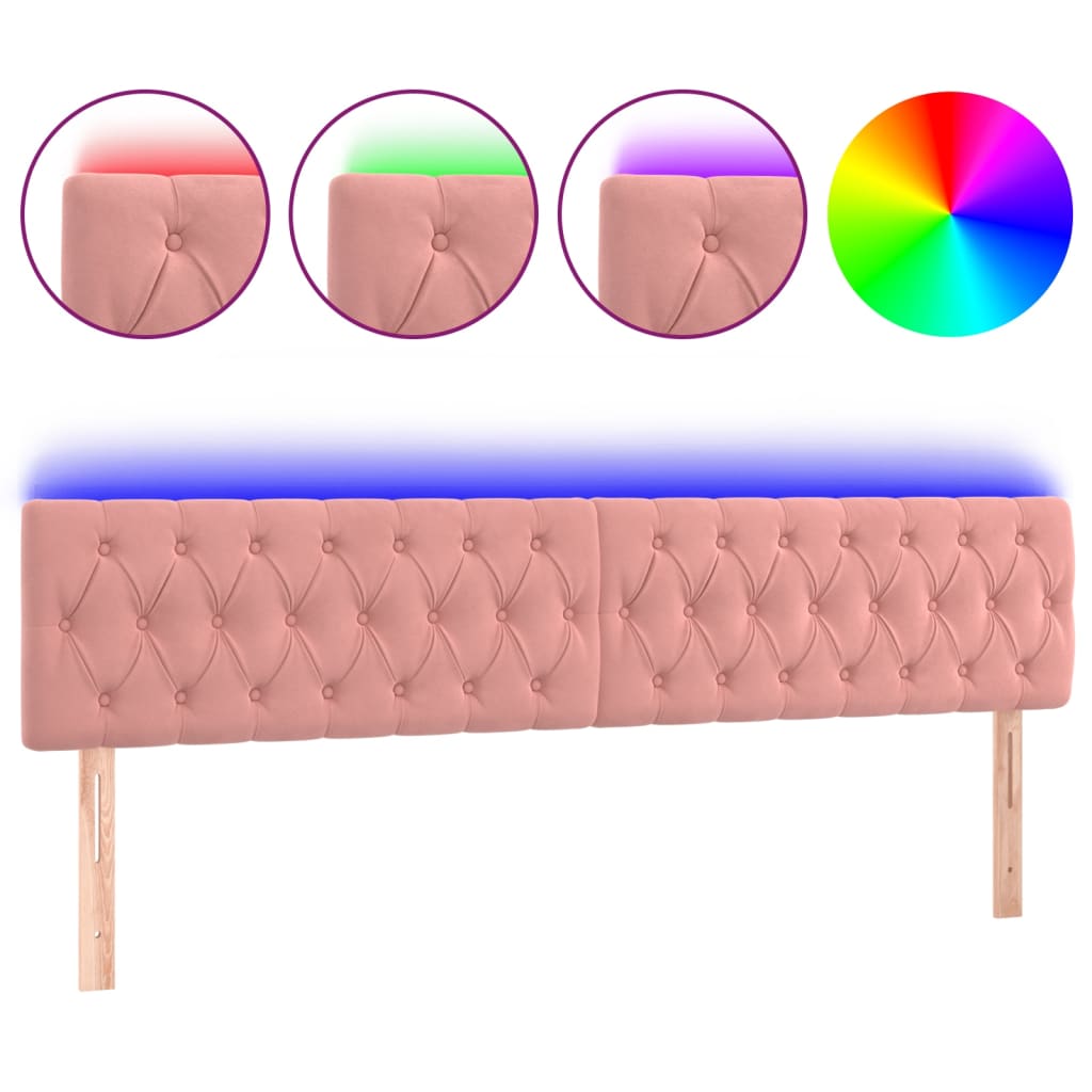 Tête de lit à LED Rose 200x7x78/88 cm Velours Têtes et pieds de lit vidaXL   