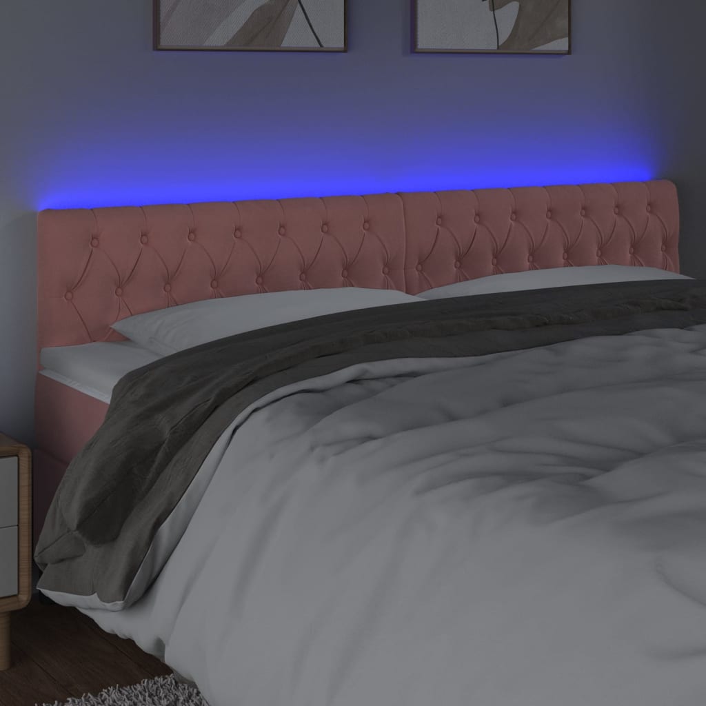 Tête de lit à LED Rose 200x7x78/88 cm Velours Têtes et pieds de lit vidaXL   