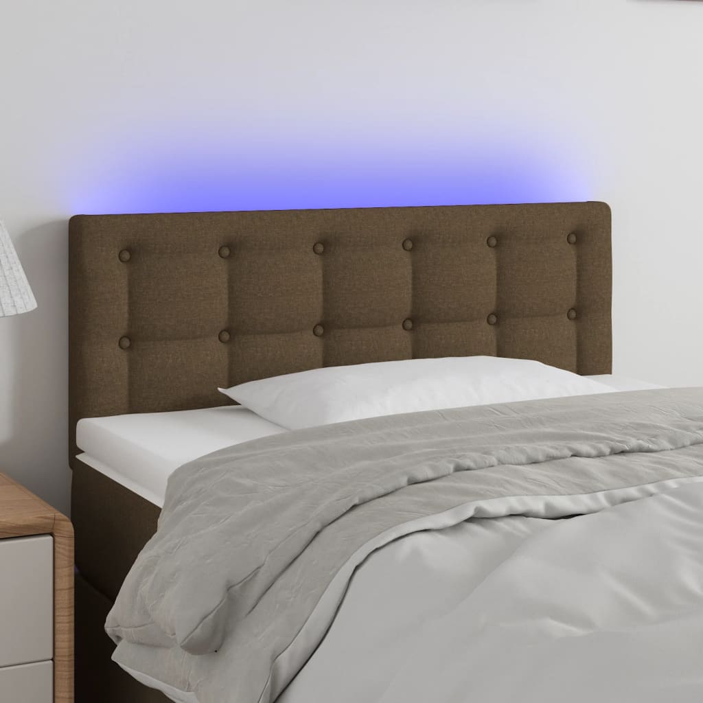 Tête de lit à LED Marron Foncé 80x5x78/88 cm Tissu Têtes et pieds de lit vidaXL   