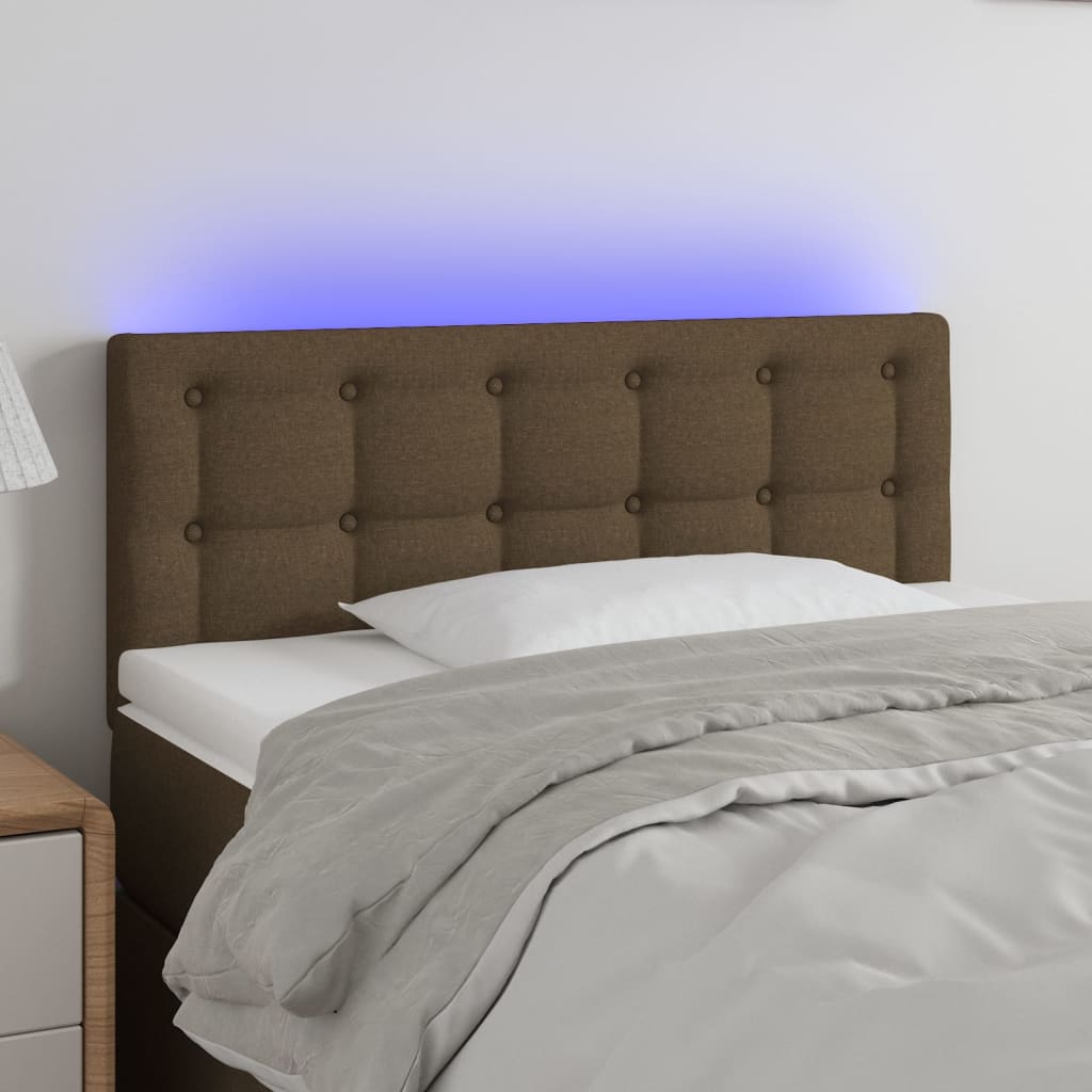 Tête de lit à LED Marron Foncé 90x5x78/88 cm Tissu Têtes et pieds de lit vidaXL   