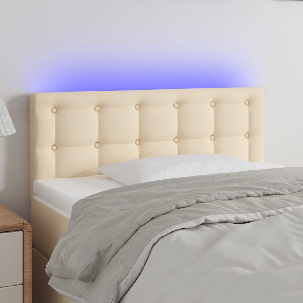 Tête de lit à LED Crème 100x5x78/88 cm Tissu Têtes et pieds de lit vidaXL   