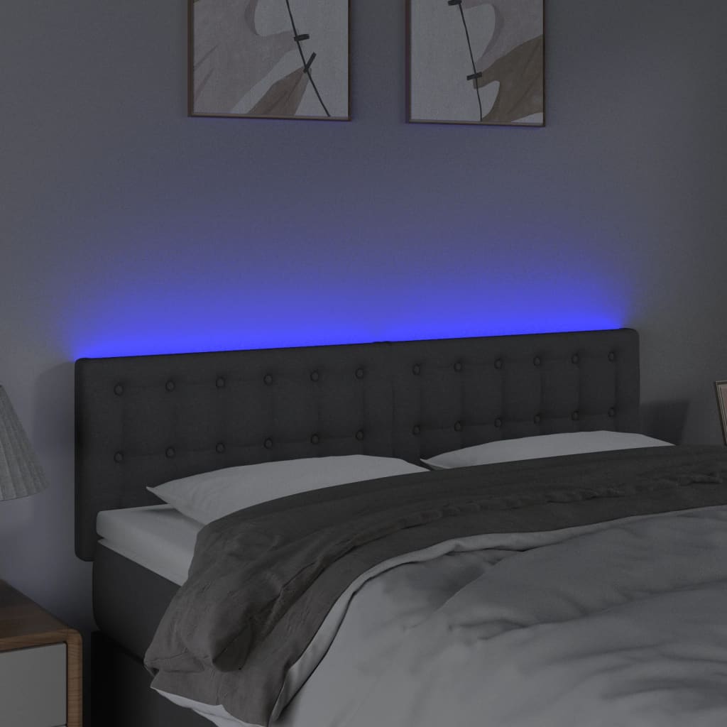 Tête de lit à LED Gris foncé 144x5x78/88 cm Tissu Têtes et pieds de lit vidaXL   