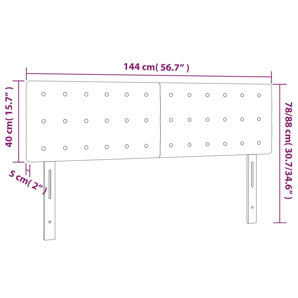 Tête de lit à LED Gris foncé 144x5x78/88 cm Tissu Têtes et pieds de lit vidaXL   