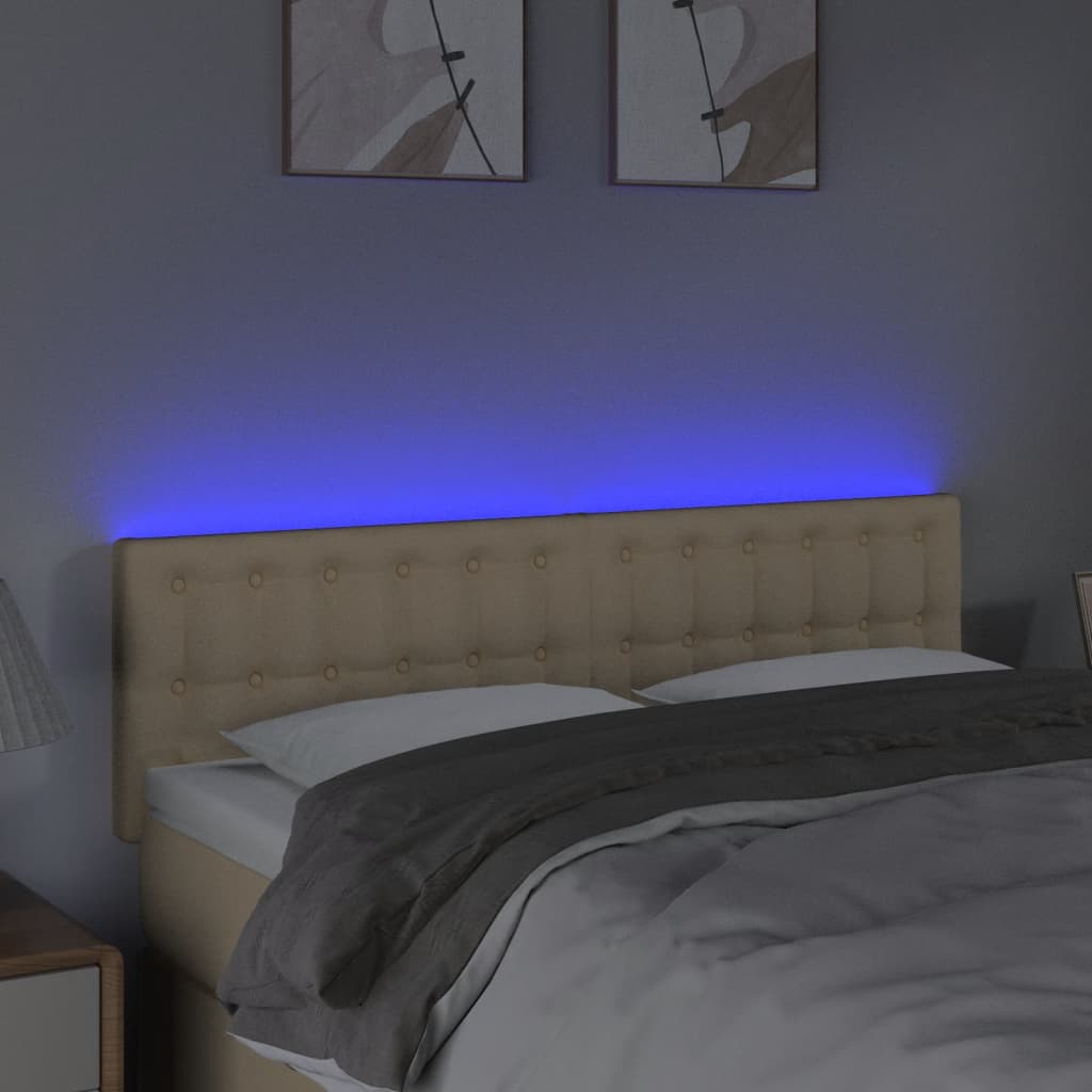 Tête de lit à LED Crème 144x5x78/88 cm Tissu Têtes et pieds de lit vidaXL   