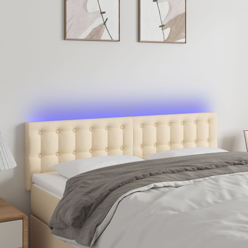 Tête de lit à LED Crème 144x5x78/88 cm Tissu Têtes et pieds de lit vidaXL   