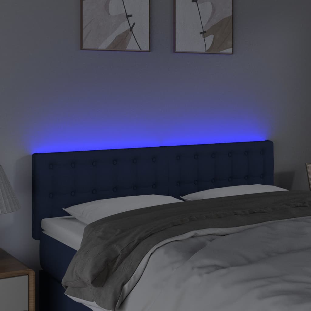 Tête de lit à LED Bleu 144x5x78/88 cm Tissu Têtes et pieds de lit vidaXL   