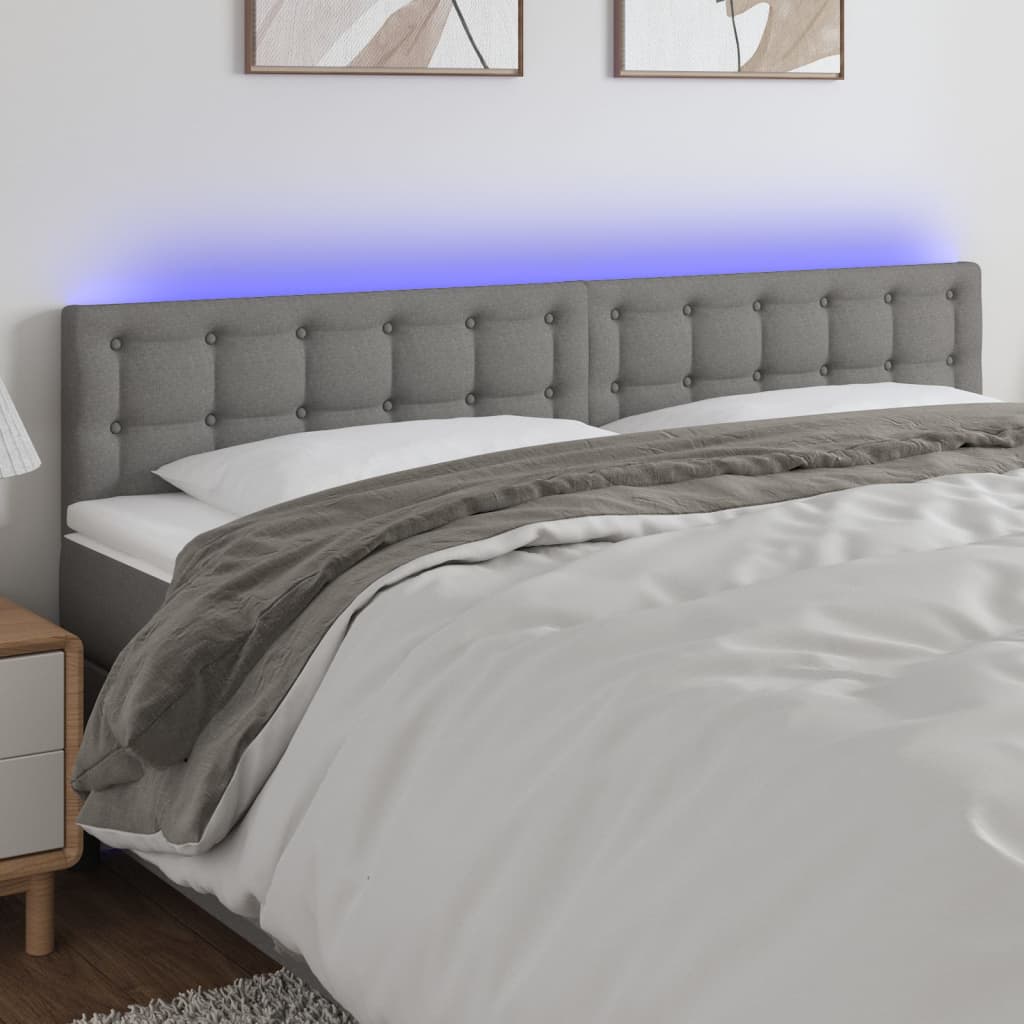 Tête de lit à LED Gris foncé 180x5x78/88 cm Tissu Têtes et pieds de lit vidaXL   