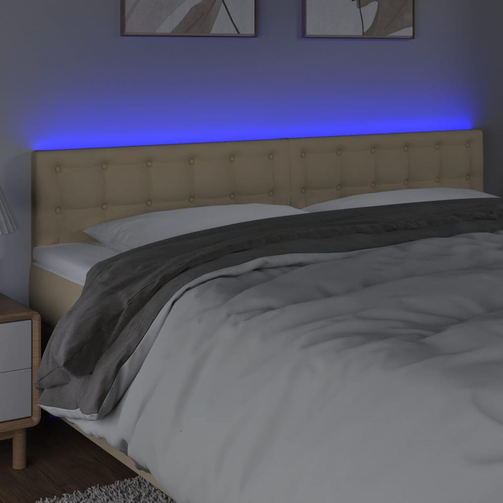 Tête de lit à LED Crème 180x5x78/88 cm Tissu Têtes et pieds de lit vidaXL   