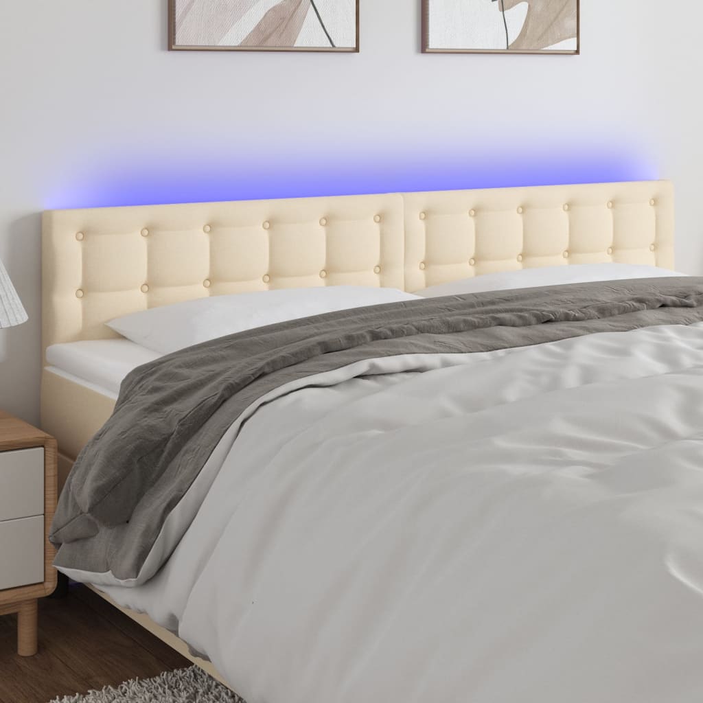 Tête de lit à LED Crème 180x5x78/88 cm Tissu Têtes et pieds de lit vidaXL   