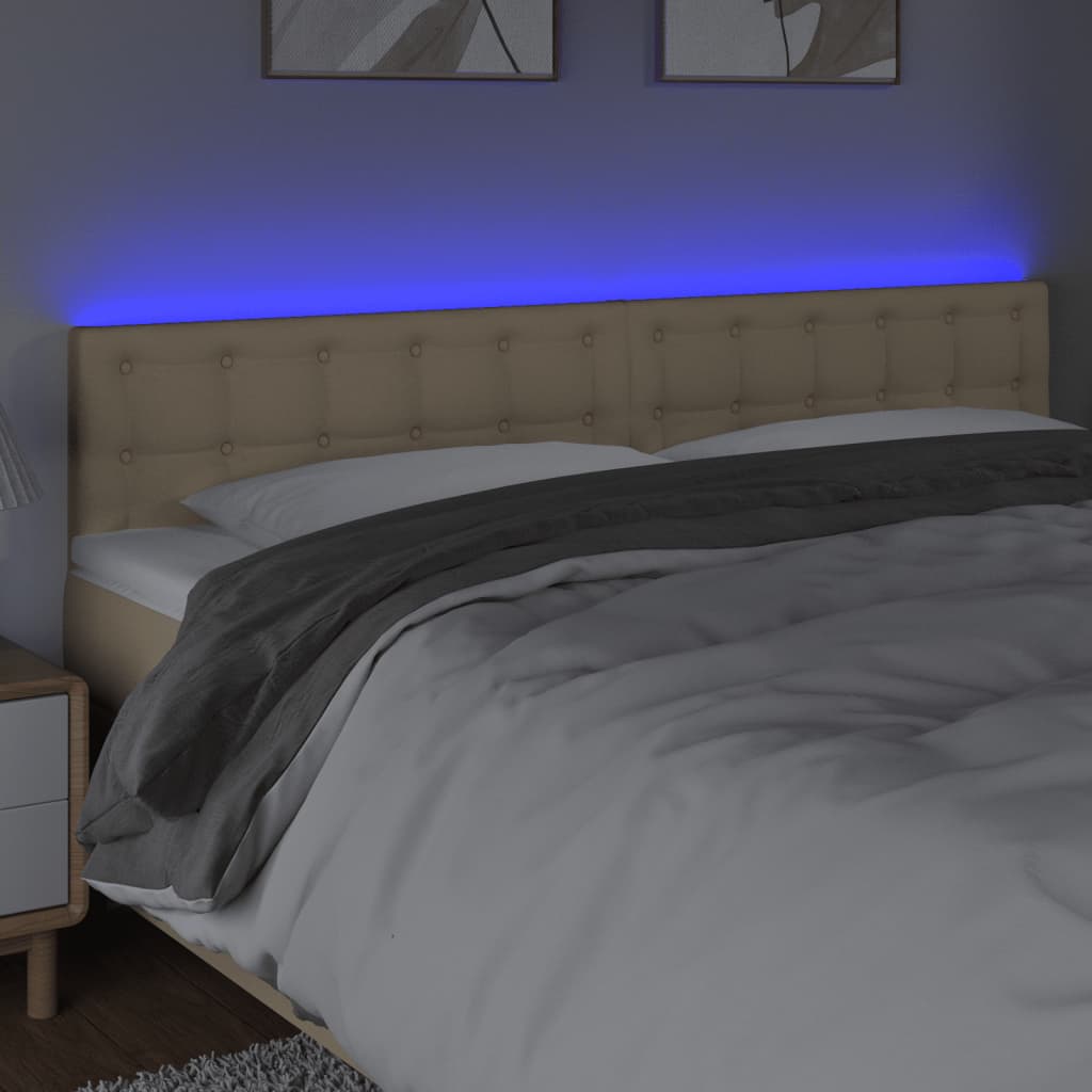 Tête de lit à LED Crème 200x5x78/88 cm Tissu Têtes et pieds de lit vidaXL   