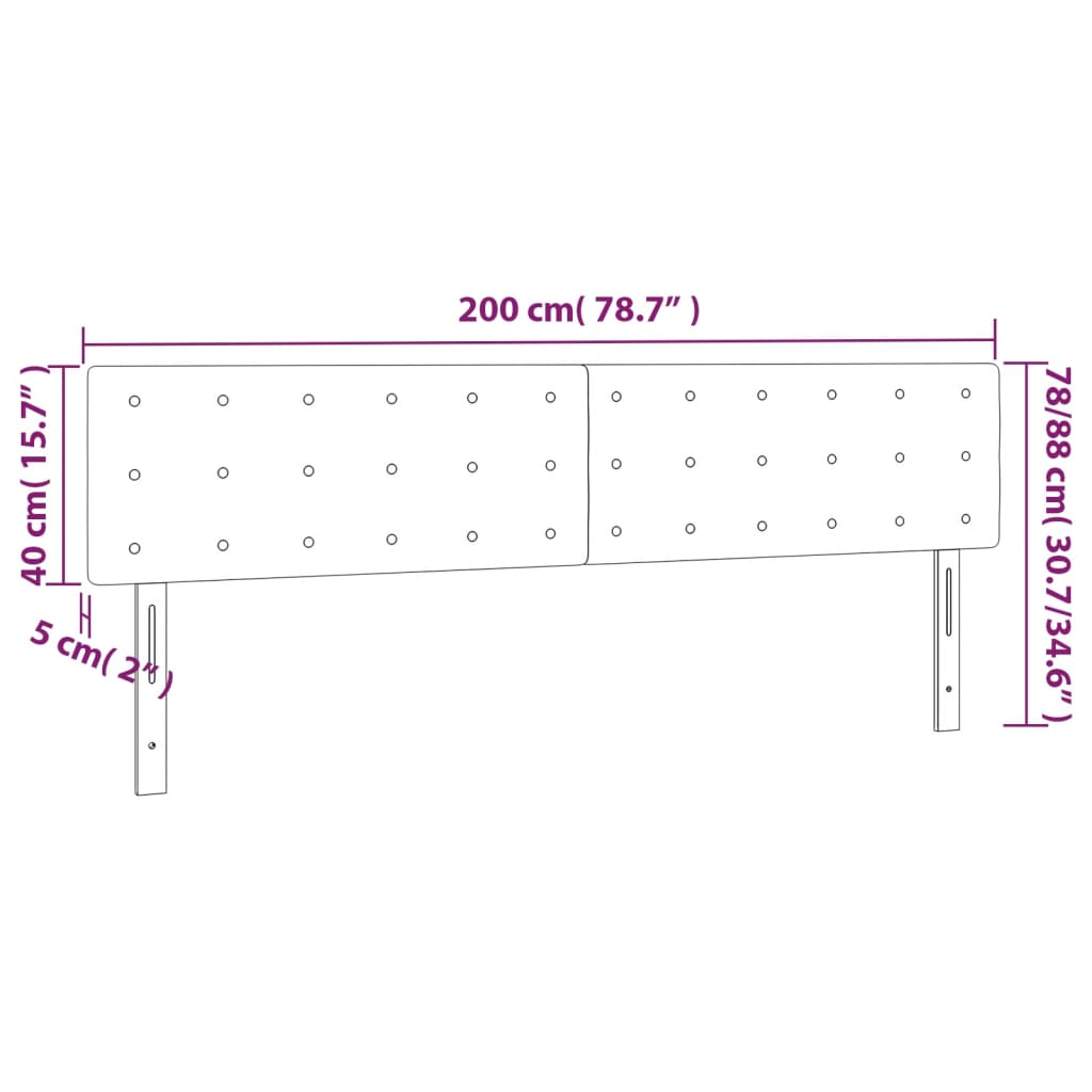 Tête de lit à LED Crème 200x5x78/88 cm Tissu Têtes et pieds de lit vidaXL   