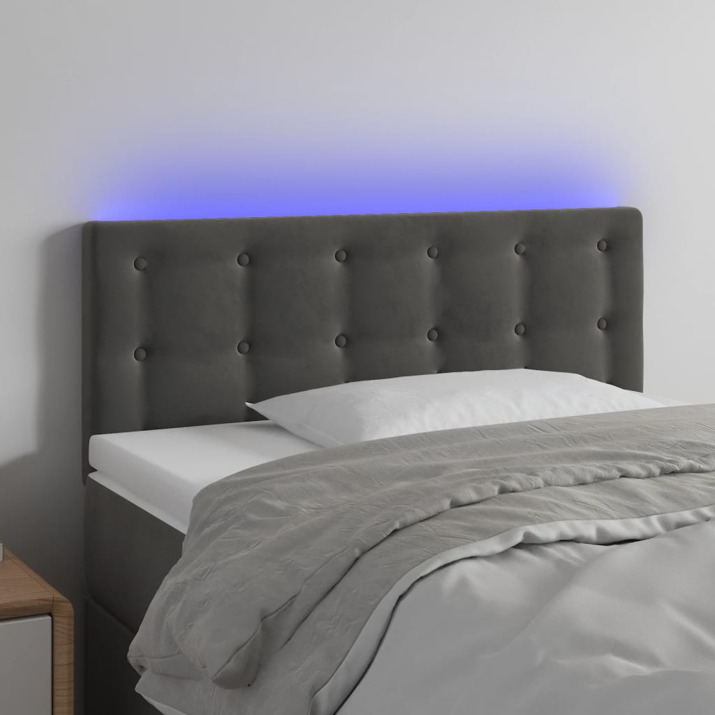 Tête de lit à LED Gris foncé 80x5x78/88 cm Velours Têtes et pieds de lit vidaXL   