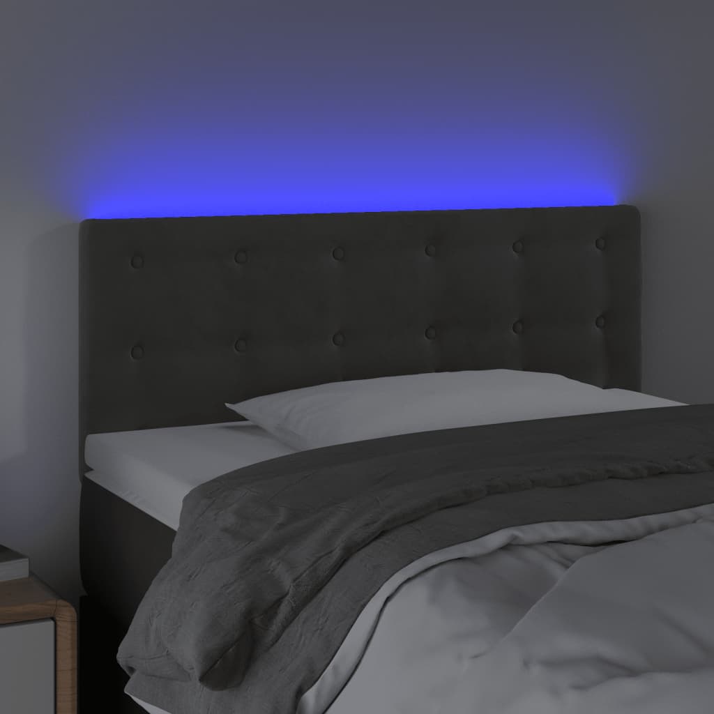 Tête de lit à LED Gris foncé 90x5x78/88 cm Velours Têtes et pieds de lit vidaXL   