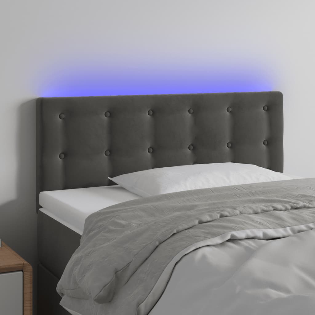 Tête de lit à LED Gris foncé 90x5x78/88 cm Velours Têtes et pieds de lit vidaXL   