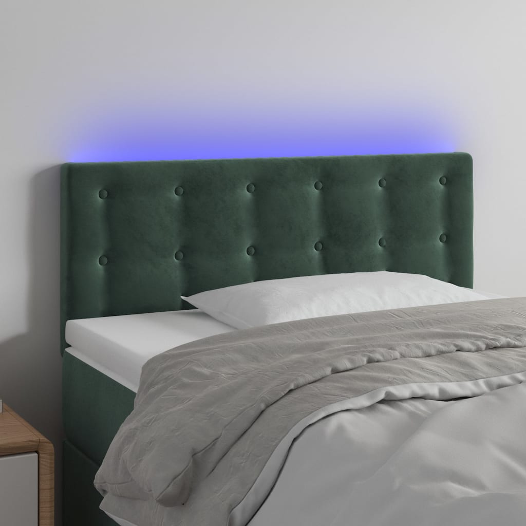 Tête de lit à LED Vert foncé 90x5x78/88 cm Velours Têtes et pieds de lit vidaXL   