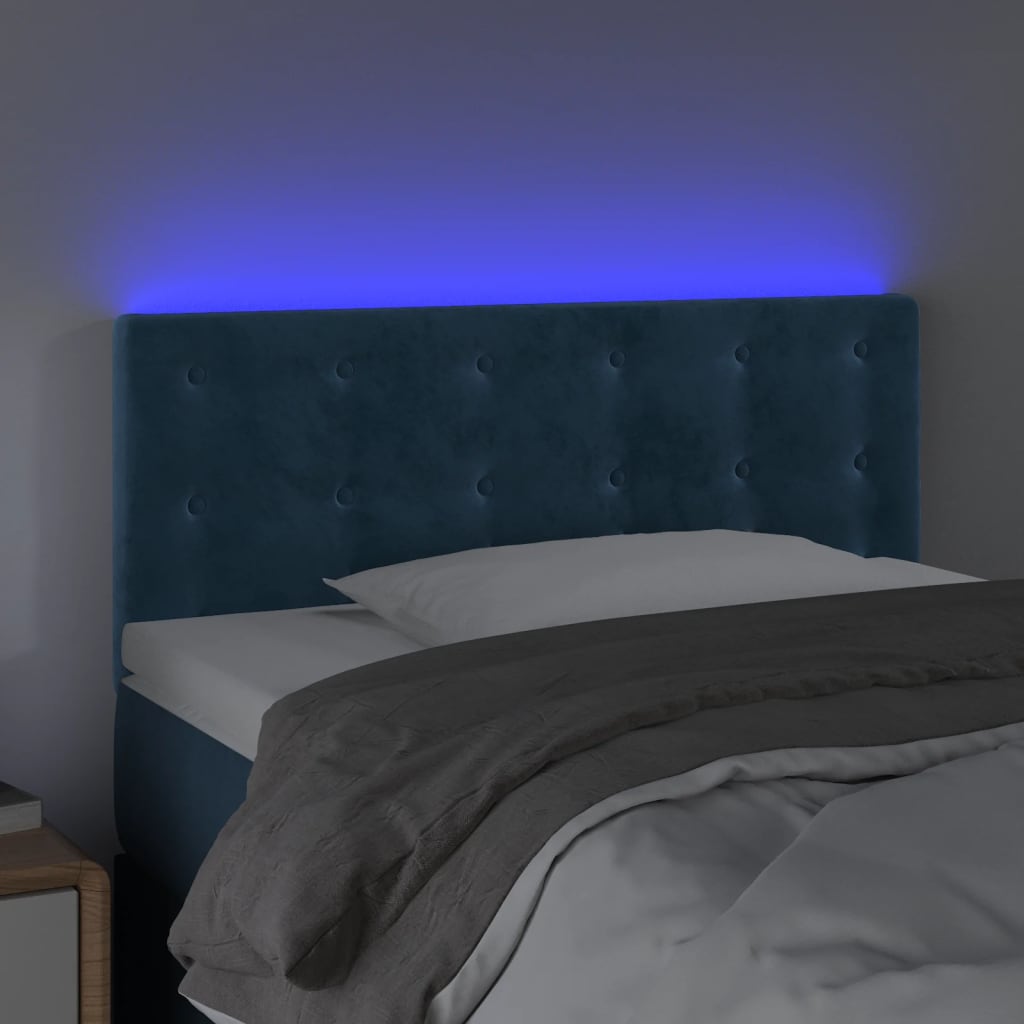 Tête de lit à LED Bleu foncé 90x5x78/88 cm Velours Têtes et pieds de lit vidaXL   