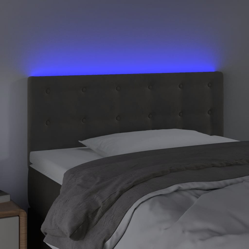 Tête de lit à LED Gris foncé 100x5x78/88 cm Velours Têtes et pieds de lit vidaXL   