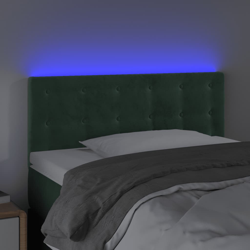 Tête de lit à LED Vert foncé 100x5x78/88 cm Velours Têtes et pieds de lit vidaXL   