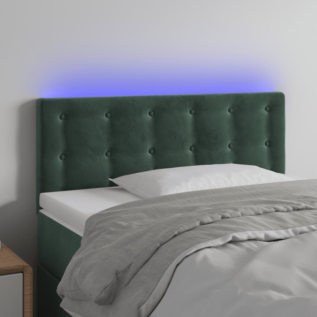 Tête de lit à LED Vert foncé 100x5x78/88 cm Velours Têtes et pieds de lit vidaXL   