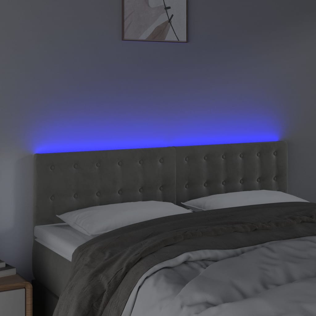 Tête de lit à LED Gris clair 144x5x78/88 cm Velours Têtes et pieds de lit vidaXL   