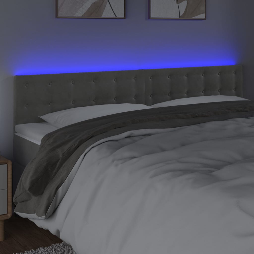 Tête de lit à LED Gris clair 180x5x78/88 cm Velours Têtes et pieds de lit vidaXL   